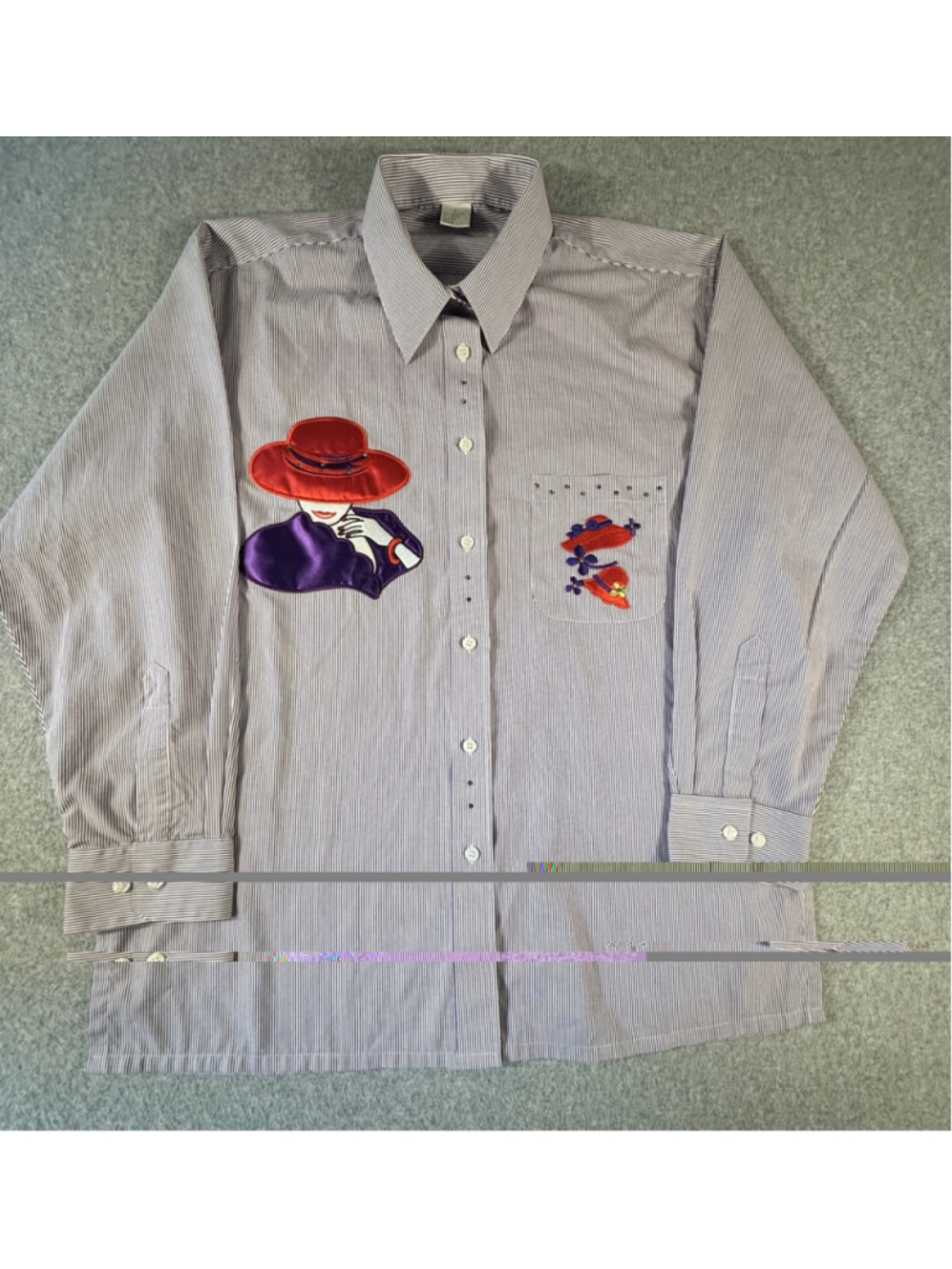 Red Hat Society Embroidered Button Up Shirt Top (Size L)